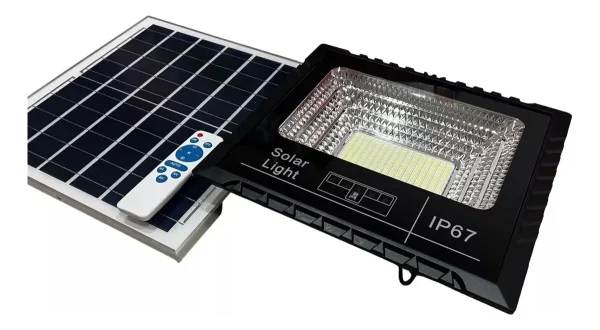 Reflector Solar Led 100w Control Remoto Exterior Ip67 Parque Color De La Carcasa Negro